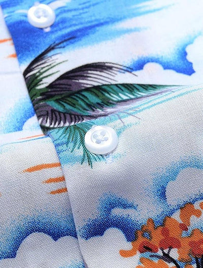 siliteelon Mens Hawaiian Shirt Cotton Regular Fit Short Sleeve No Iron Casual Be image 2
