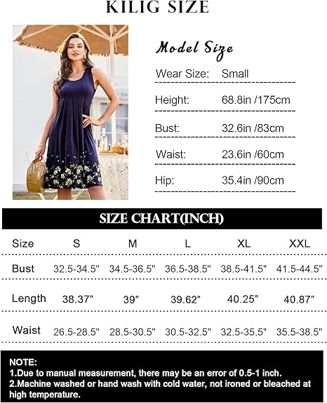 KILIG Summer Dresses for Women UK Casual Sundress Ladies Sleeveless Tank Dress Midi Floral Beach Cover Ups
