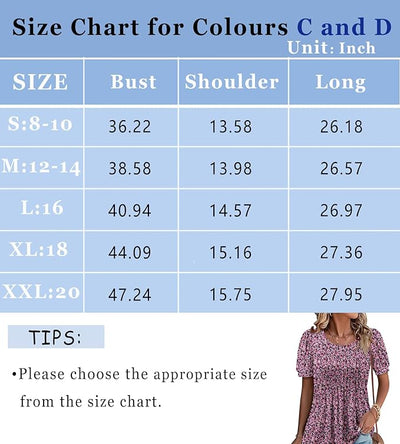 KISSMODA Summer Tunic Tops for Women Short Sleeve Blouses Trendy Casual Pleated Shirts