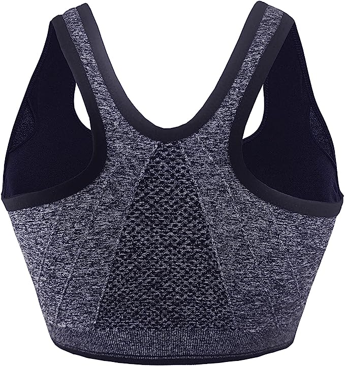 Women's Zip Front Sports Bra Push Up Padded Non-Wired Yoga Gym Soft Comfy Bras image 2
