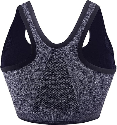 Women's Zip Front Sports Bra Push Up Padded Non-Wired Yoga Gym Soft Comfy Bras image 2