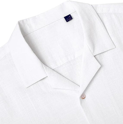 siliteelon Mens Linen Shirts Short Sleeve Regualr Fit Cotton Summer Casual Beach image 3