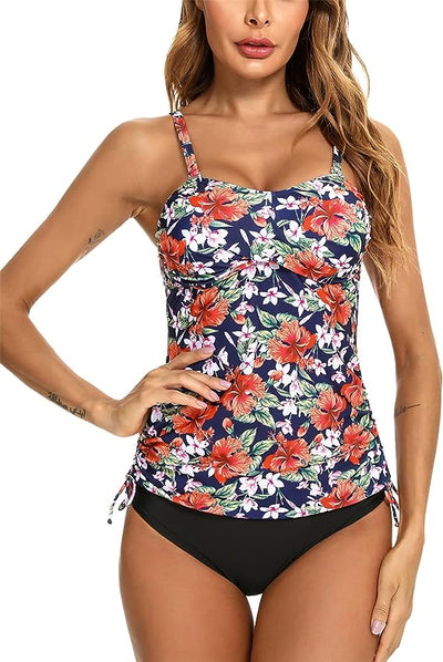 Tankini Sets Women's Modest Padded Swimsuit Top Brief Summer Swimwear image 8