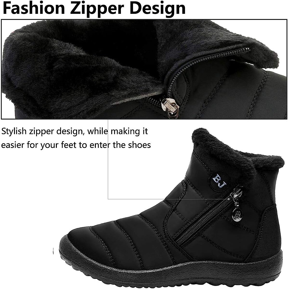JOINFREE Ladies Winter Boots Women Boots Snow Boots Flat Ankle Boots Short Boots image 3