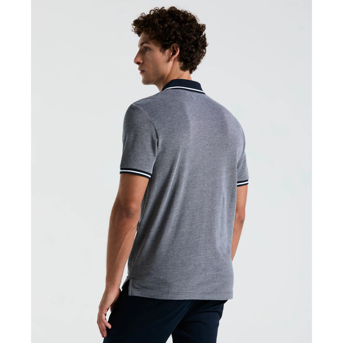 Jacquard Polo Shirt With Tipping In Dark Sapphire image 1