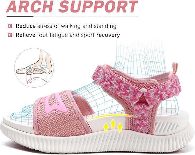 KuaiLu Womens Orthopedic Walking Sandals Ladies Recovery Sport Thick Athletic Cushion Outdoor Hiking Water Sandles Adjustable Strap Sandals