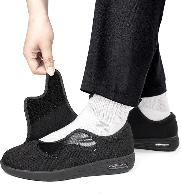 KWUKOTY Diabetic Shoes for Men, Men's Wide Width Elderly Shoes, Adjustable Closure Lightweight Breathable, Swollen Feet Walking Edema Sneakers