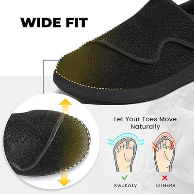 KWUKOTY Diabetic Shoes for Men, Men's Wide Width Elderly Shoes, Adjustable Closure Lightweight Breathable, Swollen Feet Walking Edema Sneakers