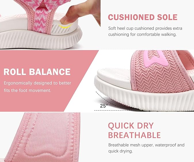 KuaiLu Womens Orthopedic Walking Sandals Ladies Recovery Sport Thick Athletic Cushion Outdoor Hiking Water Sandles Adjustable Strap Sandals