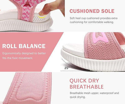 KuaiLu Womens Orthopedic Walking Sandals Ladies Recovery Sport Thick Athletic Cushion Outdoor Hiking Water Sandles Adjustable Strap Sandals