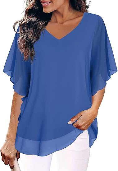 Magritta Women Summer Tops Short Sleeve V Neck Shirt Fashion Loose T-Shirt Blous image 2