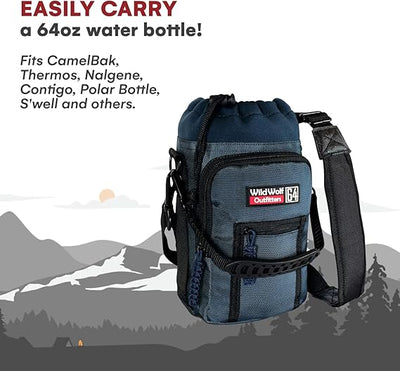 Wild Wolf Outfitters Water Bottle Carrier Holder with Adjustable Strap and 2 Poc image 4