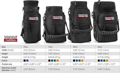 Wild Wolf Outfitters Water Bottle Carrier Holder with Adjustable Strap and 2 Poc image 5