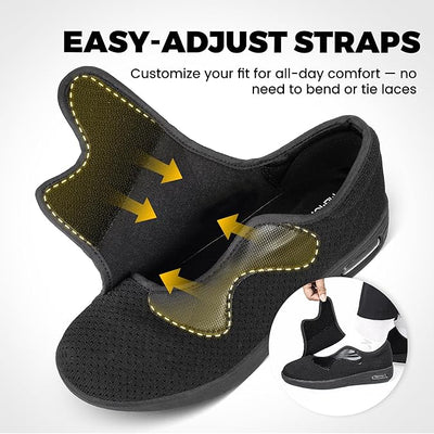 KWUKOTY Diabetic Shoes for Men, Men's Wide Width Elderly Shoes, Adjustable Closure Lightweight Breathable, Swollen Feet Walking Edema Sneakers