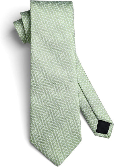 HISDERN Men's Plaid Tie and Pocket Square Set Handkerchief Cufflink Tie Clip Set