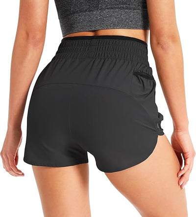BROKIG Womens X-elas Gym Shorts Running Quick Dry Workout Sports High Waist Shor image 2