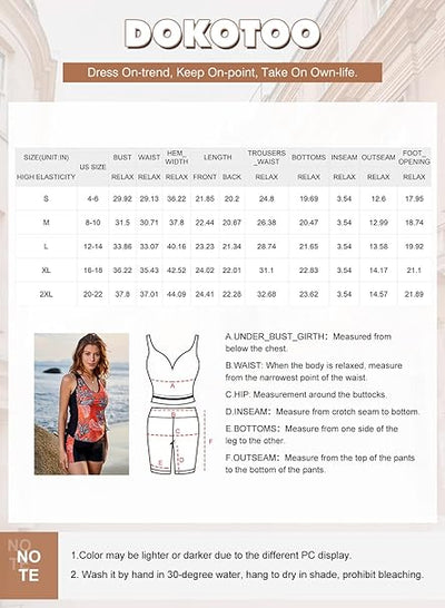 Dokotoo Women's Tankini Sets Two Piece Tops with Shorts Swimsuits for Women Bath image 5