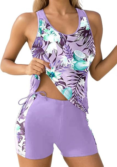 Dokotoo Women's Tankini Sets Two Piece Tops with Shorts Swimsuits for Women Bath image 6