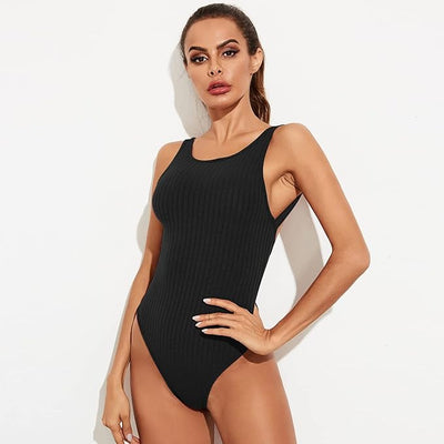 KOEMCY Bodysuit for Women Sexy Sleeveless Backless Bodysuit Slim Fit Stretchy Le image 3