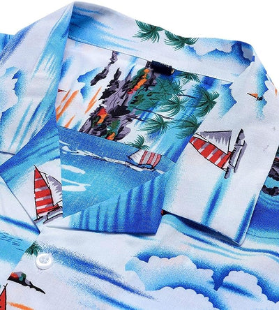 siliteelon Mens Hawaiian Shirt Cotton Regular Fit Short Sleeve No Iron Casual Be image 3