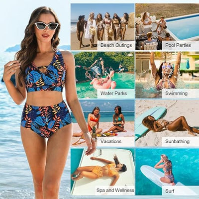 JASAMBAC Bikini Sets for Women 2 Piece Flattering Swimsuit Soft Bikini Tops & Hi image 0