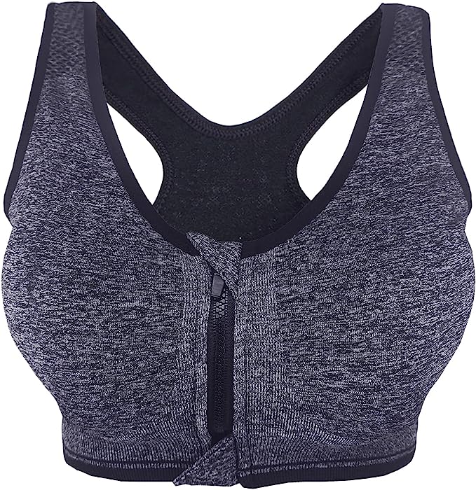 Women's Zip Front Sports Bra Push Up Padded Non-Wired Yoga Gym Soft Comfy Bras image 0