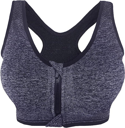 Women's Zip Front Sports Bra Push Up Padded Non-Wired Yoga Gym Soft Comfy Bras image 0
