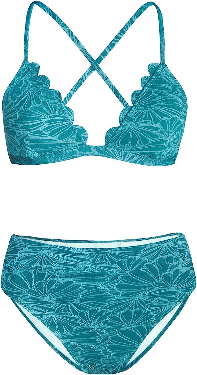 CUPSHE Women Bikini Set High Waisted Criss Cross Swimsuit image 3