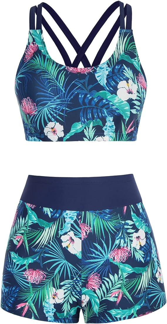 JASAMBAC 3 Piece Tankini Swimsuit for Women Swimwear Tank Top with Bikini Top Bo image 0