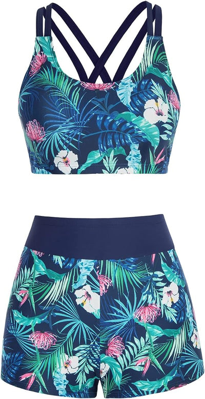 JASAMBAC 3 Piece Tankini Swimsuit for Women Swimwear Tank Top with Bikini Top Bo image 0