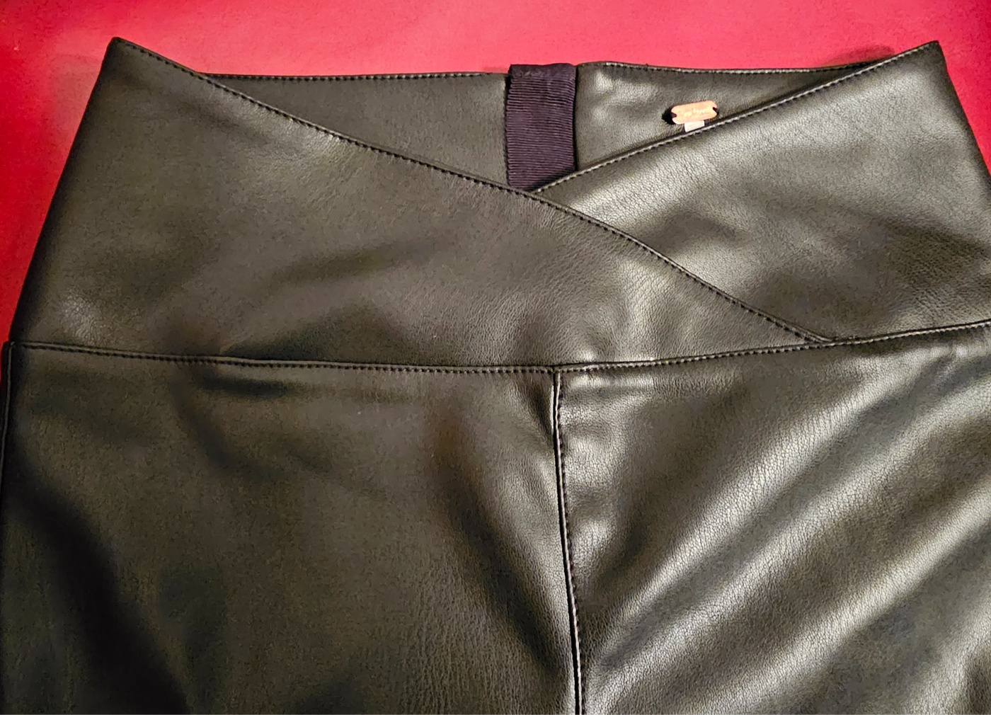 Black Vegan Leather Flared Pants image 2