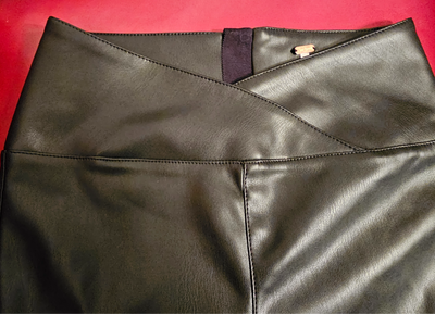 Black Vegan Leather Flared Pants image 2