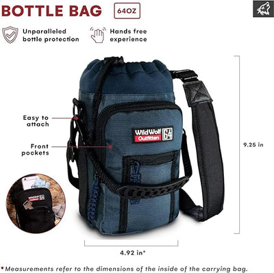 Wild Wolf Outfitters Water Bottle Carrier Holder with Adjustable Strap and 2 Poc image 0