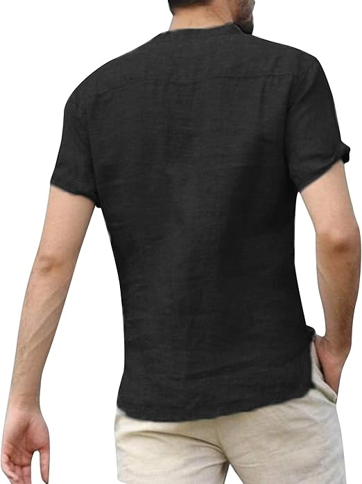 VANVENE Mens Linen Shirts Long Sleeve Casual Cotton image 2