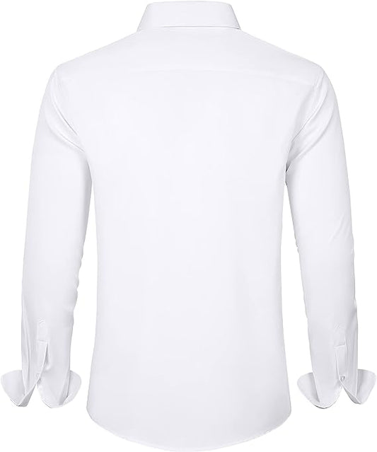 Men's Long Sleeve Plain Stretch Dress Shirt Casual Non Iron Business Formal image 0