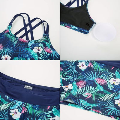 JASAMBAC 3 Piece Tankini Swimsuit for Women Swimwear Tank Top with Bikini Top Bo image 1