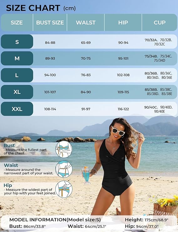 Swimwear V Neck Ruched Swimming Costume Women Retro Swimsuit image 2