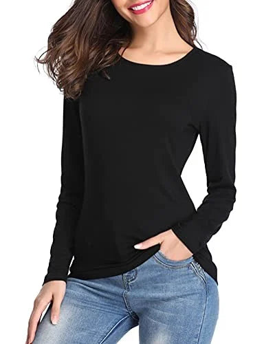 LONG SLEEVE T SHIRT PLAIN TOP COTTON BLOUSE image 0
