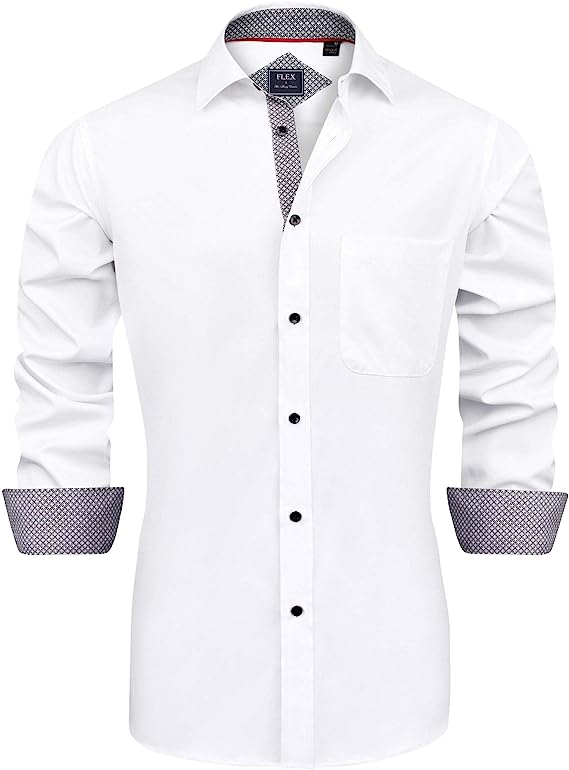 Men's Dress Shirts Long Sleeve Business Regular Fit Wedding Work Non Iron Shirt image 0