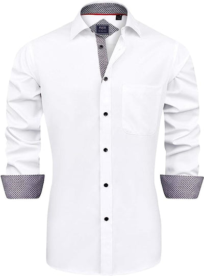 Men's Dress Shirts Long Sleeve Business Regular Fit Wedding Work Non Iron Shirt image 0