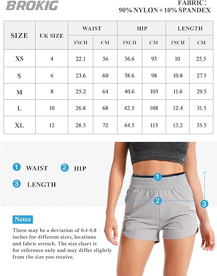 BROKIG Womens X-elas Gym Shorts Running Quick Dry Workout Sports High Waist Shor image 3