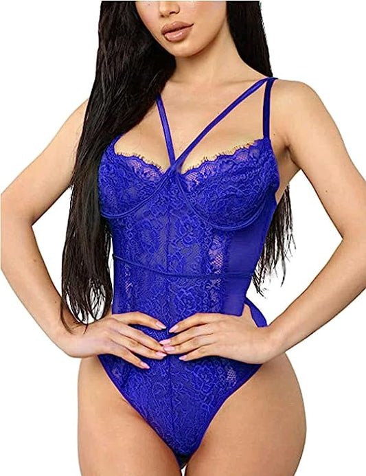 BESDEL Lace Bodysuit for Women Sexy Eyelash Snap Crotch Teddy image 0