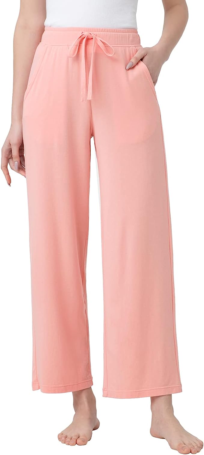 LAPASA Women's straight Pajame Pants, Sleepwear Trousers with DrawstringPurple image 1