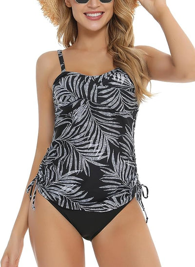 Tankini Sets Women's Modest Padded Swimsuit Top Brief Summer Swimwear image 11