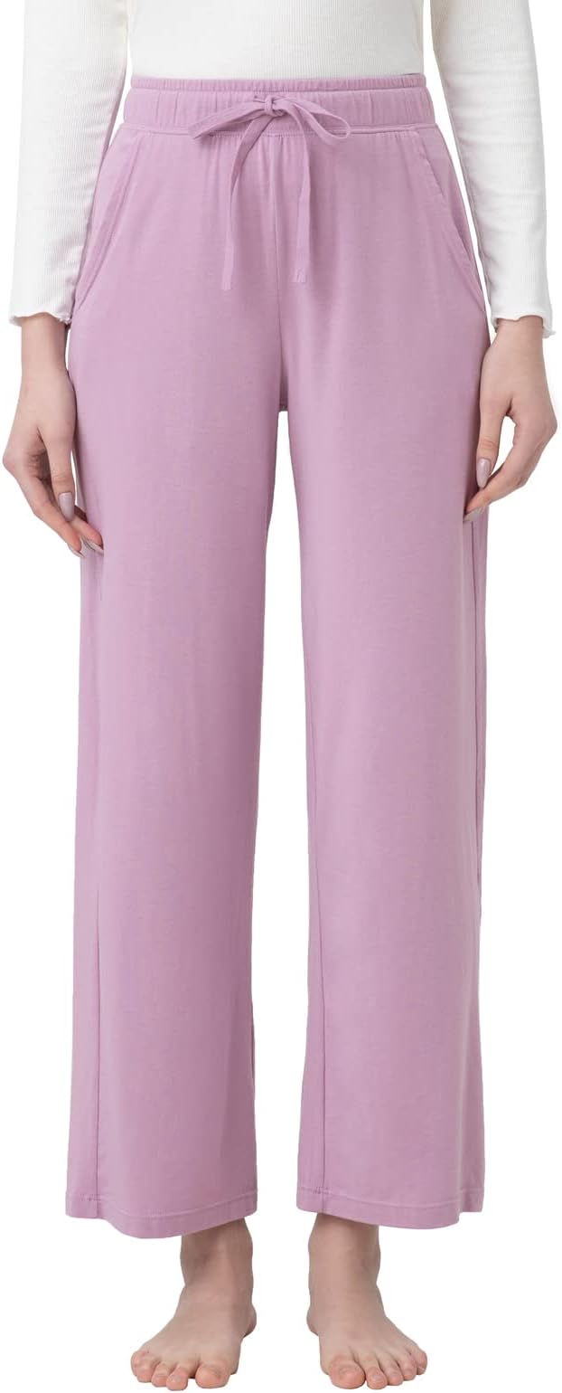 LAPASA Women's straight Pajame Pants, Sleepwear Trousers with DrawstringPurple image 0