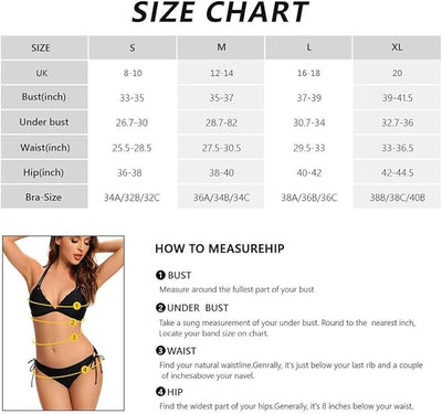 SHEKINI Women's Halter V Neck Triangle Bikini Double-Straps Bathing Suit Tie Sid image 3