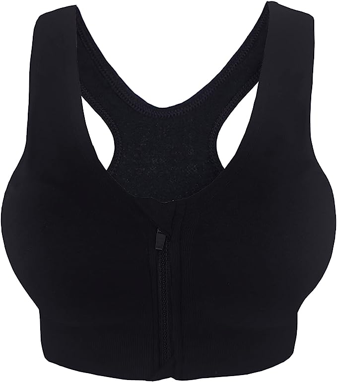 Women's Zip Front Sports Bra Push Up Padded Non-Wired Yoga Gym Soft Comfy Bras image 5