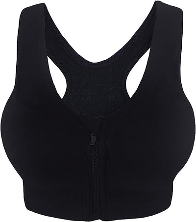 Women's Zip Front Sports Bra Push Up Padded Non-Wired Yoga Gym Soft Comfy Bras image 5