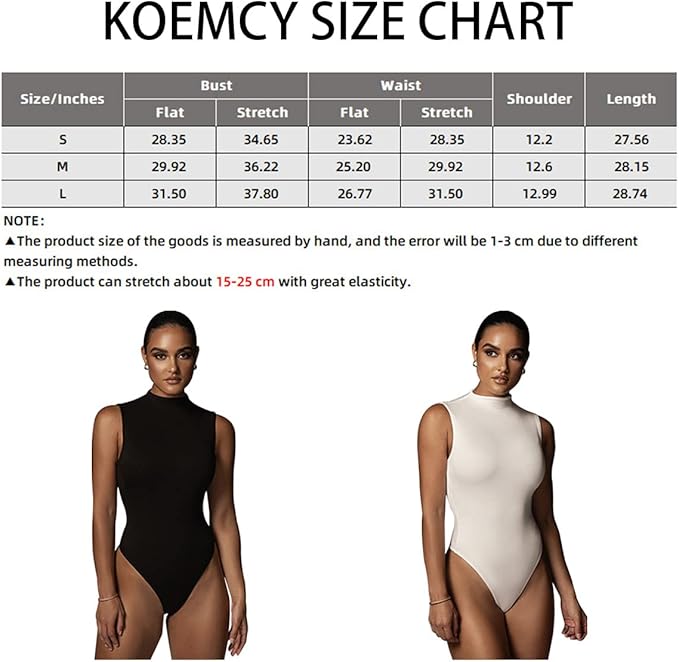 KOEMCY Bodysuit for Women Sexy Sleeveless Half Turtleneck Bodysuit Slim Fit Stre image 1