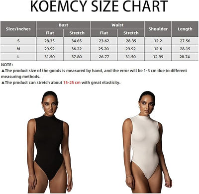 KOEMCY Bodysuit for Women Sexy Sleeveless Half Turtleneck Bodysuit Slim Fit Stre image 1
